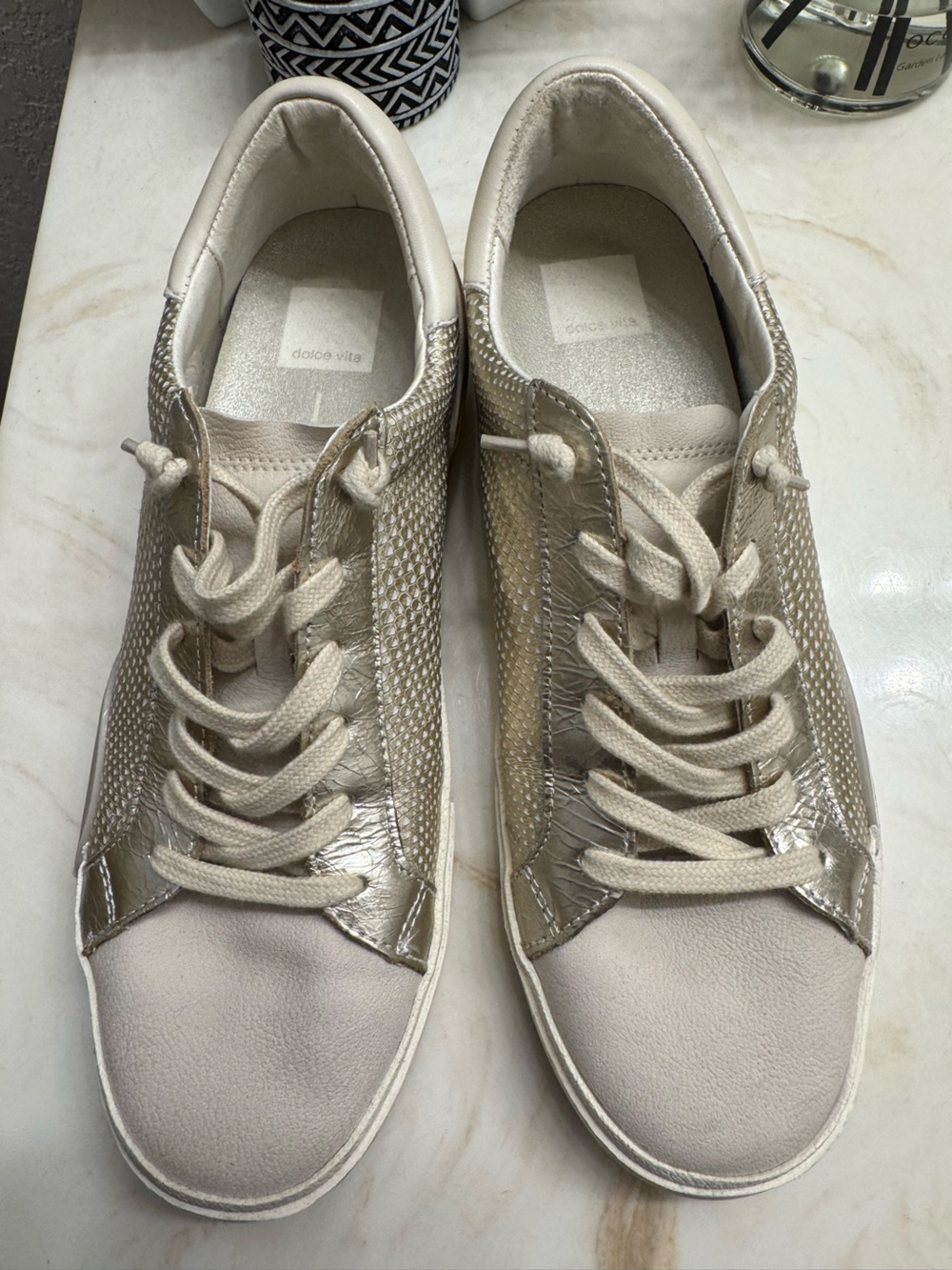 Dolce Vita Metallic Champagne Lace-Up Sneakers